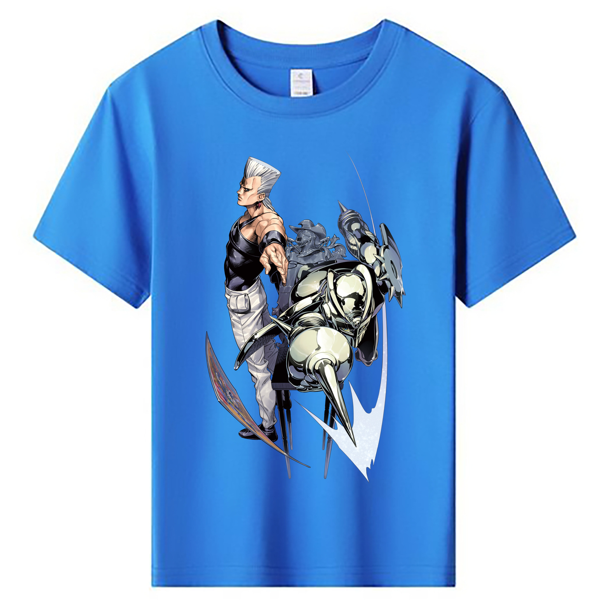 （画像用） ジョジョの奇妙な冒険 ジャン＝ピエール?ポルナレフ JoJo's Bizarre Adventure Jan Pierre Polnareff 綿100％キッズTシャツ（フロントプリント）